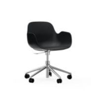 Billede af Normann Copenhagen Form Drejestol m. armlæn og hjul - Sort/Aluminium