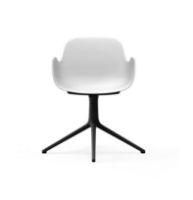 Billede af Normann Copenhagen Form Drejestol m. armlæn SH: 44cm - Hvid/Sort Aluminium