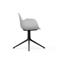 Billede af Normann Copenhagen Form Drejestol m. armlæn SH: 44cm - Hvid/Sort Aluminium