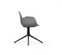 Billede af Normann Copenhagen Form Drejestol m. armlæn SH: 44 cm - Grå/Sort Aluminium
