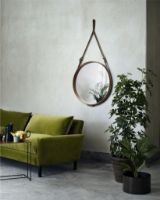 Billede af GUBI Adnet Wall Mirror Circular Ø: 58 cm - Tan leather