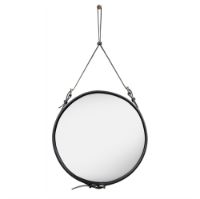 Billede af GUBI Adnet Wall Mirror Circular  Ø: 58 cm - Black leather