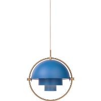 Billede af GUBI Multi-Lite pendel Ø:36 cm Brass base - Blue skærm 