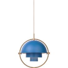 Billede af GUBI Multi-Lite pendel Ø:36 cm Brass base - Blue skærm 