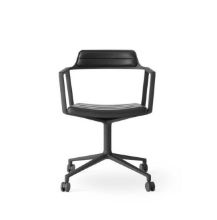 Billede af Vipp 452 Swivel Stol m. Hjul  - Black Aluminium/Black Leather
