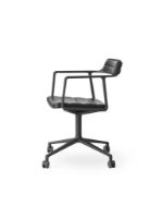 Billede af Vipp 452 Swivel Stol m. Hjul  - Black Aluminium/Black Leather