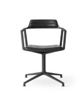 Billede af Vipp 452 Swivel Stol Gliders u. Hjul - Black Aluminium/Black leather