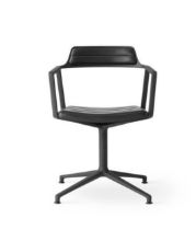 Billede af Vipp 452 Swivel Stol Gliders u. Hjul - Black Aluminium/Black leather