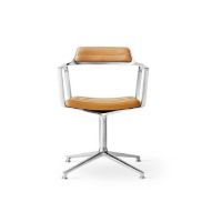 Billede af Vipp 452 Swivel Stol Gliders u. Hjul  - Aluminium/Camel Leather