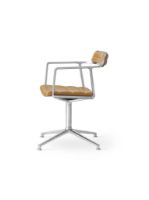 Billede af Vipp 452 Swivel Stol Gliders u. Hjul  - Aluminium/Camel Leather