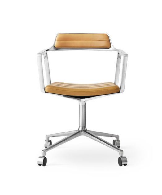 Billede af Vipp 452 Swivel Stol m. Hjul  - Aluminium/Camel leather
