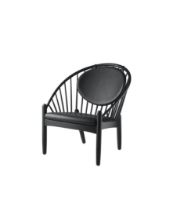 Billede af FDB Møbler J166 Poul M. Volther Jørna Lænestol SH: 40cm - Sort eg / Sort læder 