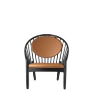 Billede af FDB Møbler J166 Poul M. Volther Jørna Lænestol SH: 40 cm - Sort eg / Cognac læder