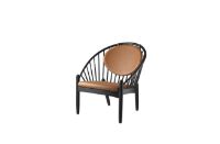 Billede af FDB Møbler J166 Poul M. Volther Jørna Lænestol SH: 40 cm - Sort eg / Cognac læder