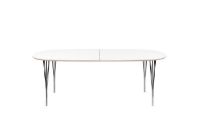 Billede af Haslev Symphony 78 Ovalt Spisebord 105 x 200 cm - Hvid Laminat / Chrome