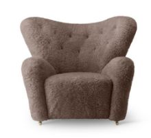 Billede af Audo Copenhagen Den Trætte Mand Lænestol SH: 38 cm - Lammeskind Sahara/Smoked Oak  