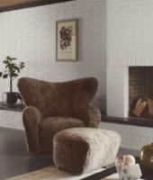 Billede af Audo Copenhagen Den Trætte Mand Lænestol SH: 38cm - Lammeskind Sahara/Natural Oak