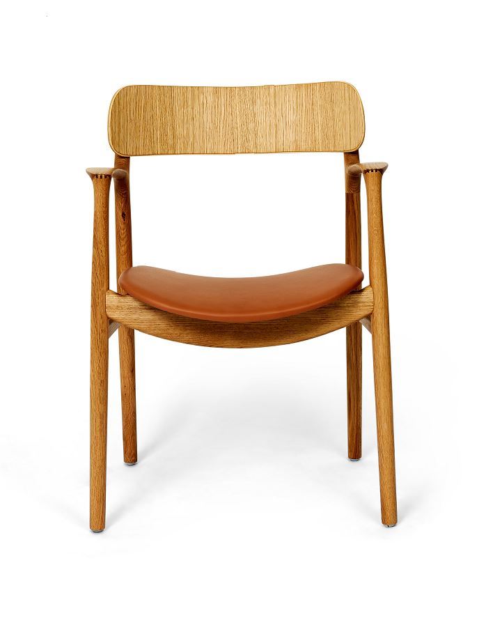 Billede af Bent Hansen Asger Stol M. Polstring H: 80 cm - Eg, Olieret / Zenso 2 223 Cognac Læder 