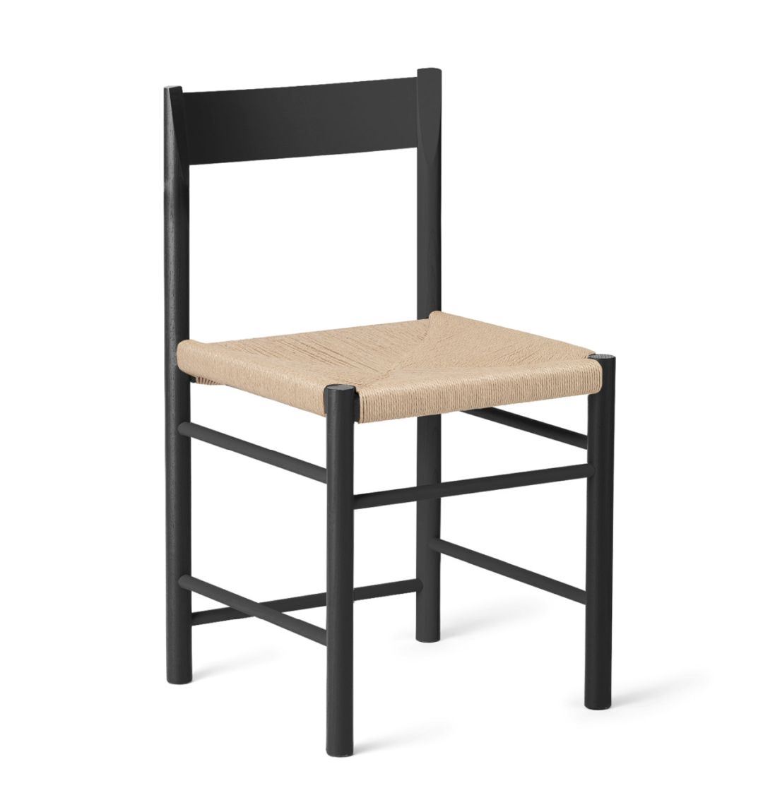 Billede af Brdr. Krüger F Chair SH: 45 cm - Black Painted Ash/Natural Paper Cord