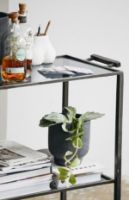 Billede af Nordal Tone Trolley on Wheels w/2 Shelves 78x41 cm - Black Glass