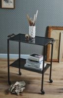 Billede af Nordal Tone Trolley on Wheels w/2 Shelves 78x41 cm - Black Glass