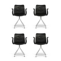 Billede af Bent Hansen Primum Armstol SH: 46 cm - Zenzo 2 207 Læder/Fast Rustfrit Stel - Sæt Af 4 Stole