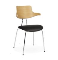 Billede af Vermund VL118 Stol SH: 46 cm - Krom/Hvidolieret Eg/Sort Sierra