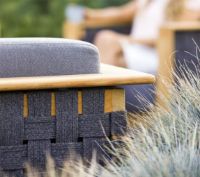 Billede af Cane-line Outdoor Angle Loungestol inkl. Hynder SH: 45 cm - Teak/Grey 