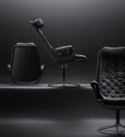 Billede af DUX Jetson Classic Lænestol SH: 40cm - Sort Læder/Sort Fod