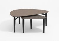 Billede af Thomsen Furniture Katrine Sofabord Trekant Lille 42x67x45 cm - Stenlook Gråbrun/Sortlakeret Eg