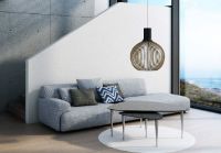 Billede af Thomsen Furniture Katrine Sofabord Trekant Stor 89x126x50 cm - Stenlook Mørkgrå/Sort Eg