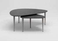 Billede af Thomsen Furniture Katrine Sofabord Trekant Lille 42x67x45 cm - Stenlook Mørkgrå/Børstet Stål