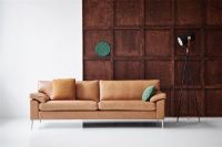 Billede af Mogens Hansen MH2163 3 Pers Sofa L: 225 cm - Frej læder / Børstet Stål