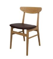 Billede af Farstrup 210r Spisebordstol SH: 47 cm - Hvidolieret Eg / Mørkebrunt Læder