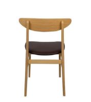 Billede af Farstrup 210r Spisebordstol SH: 47 cm - Hvidolieret Eg / Mørkebrunt Læder