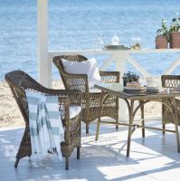 Billede af Sika-Design Charlot Exterior Havestol inkl. Hynde SH: 46 cm - Antique Grey/A673 Tempotest Michelangelo Dark Blue 