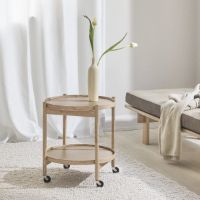 Billede af Brdr. Krüger Bølling Bakkebord m. 2 bakker Ø: 50 cm - Ubehandlet Bøg/Beige og Brun