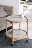 Billede af Brdr. Krüger Bølling Bakkebord m. 2 bakker Ø: 50 cm - Ubehandlet Eg/Lysegrå og Grå