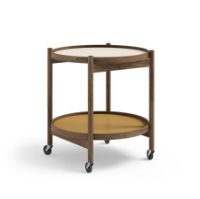 Billede af Brdr. Krüger Bølling Bakkebord m. 2 bakker Ø: 50 cm - Røget Eg Olieret/Gul og Creme