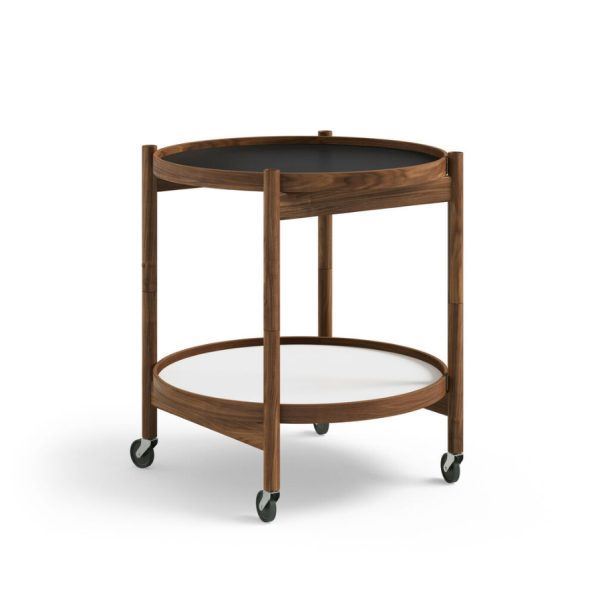 Billede af Brdr. Krüger Bølling Bakkebord m. 2 bakker Ø: 50 cm - Olieret Valnød/Sort og Hvid