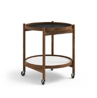 Billede af Brdr. Krüger Bølling Bakkebord m. 2 bakker Ø: 50 cm - Olieret Valnød/Sort og Hvid