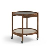 Billede af Brdr. Krüger Bølling Bakkebord m. 2 bakker Ø: 50 cm - Olieret Valnød/Lysegrå og Grå