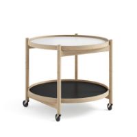 Billede af Brdr. Krüger Bølling Bakkebord m. 2 bakker Ø: 60 cm - Ubehandlet Eg/Sort og Hvid