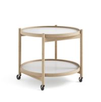 Billede af Brdr. Krüger Bølling Bakkebord m. 2 bakker Ø: 60 cm - Ubehandlet Eg/Sort og Hvid