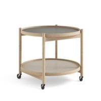 Billede af Brdr. Krüger Bølling Bakkebord m. 2 bakker Ø: 60 cm - Ubehandlet Eg/Lysegrå og Grå