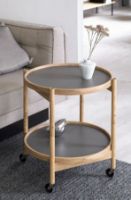 Billede af Brdr. Krüger Bølling Bakkebord m. 2 bakker Ø: 60 cm - Ubehandlet Eg/Lysegrå og Grå