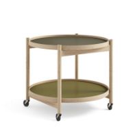 Billede af Brdr. Krüger Bølling Bakkebord m. 2 bakker Ø: 60 cm - Ubehandlet Eg/Grøn og Mørkegrøn