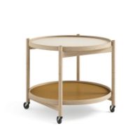 Billede af Brdr. Krüger Bølling Bakkebord m. 2 bakker Ø: 60 cm - Ubehandlet Eg/Gul og Creme