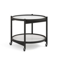 Billede af Brdr. Krüger Bølling Bakkebord m. 2 bakker Ø: 60 cm - Sortmalet Eg/Sort og Hvid