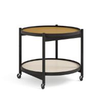 Billede af Brdr. Krüger Bølling Bakkebord m. 2 bakker Ø: 60 cm - Sortmalet Eg/Gul og Creme